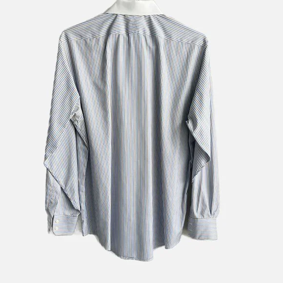 Brooks Brothers Men's Dress Shirt, Pinstripe blue and brown, Size 16-35 - Picture 5 of 7